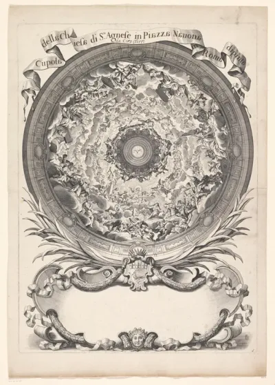 Titelprent met decoratie van het koepelgewelf van Sta. Agnese in Rome