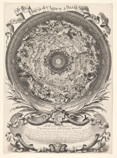 Titelprent met decoratie van het koepelgewelf van Sta. Agnese in Rome