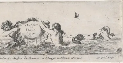 Titelprent met een triton en een zeenimf met schelp