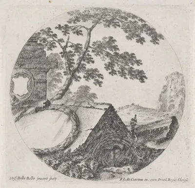 Titelprent met fragmenten uit de oudheid