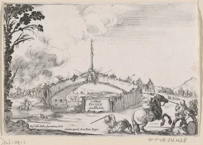 Titelprent met gevecht op een brug