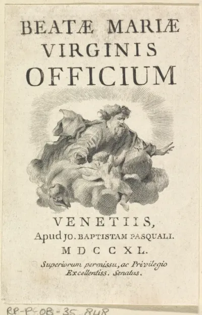 Titelprent met God de Vader op een wolk met putti