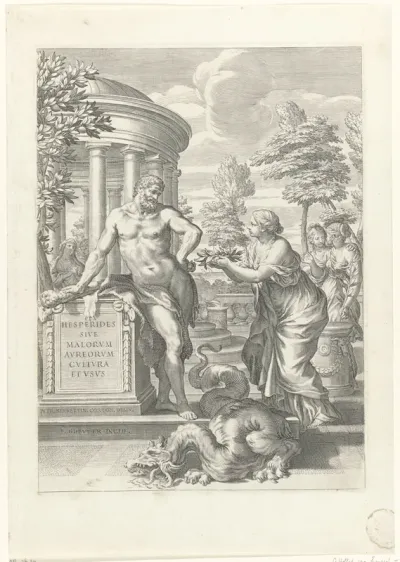 Titelprent met Hercules na het verslaan van de Hydra van Lerna