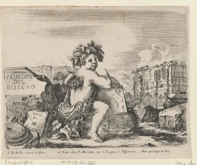Titelprent met het genie van de tekenkunst