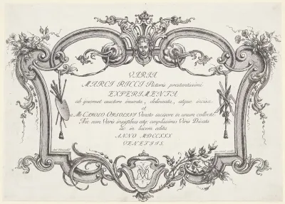 Titelprent met ornamentele cartouche en tekst