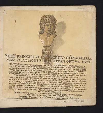 Titelprent met portret van kunstenaar Andrea Mantegna