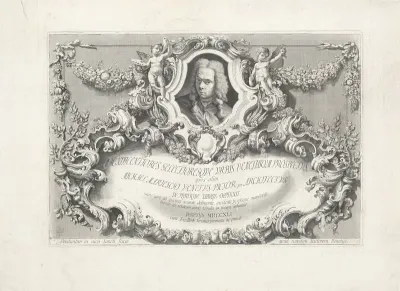 Titelprent met portret van Michele Marieschi in ornamenteel cartouche