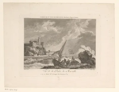 Titelprent met storm in de haven van Marseille