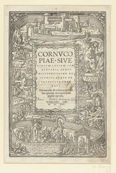Titelprent met Tabula Cebetis en deugden en ondeugden