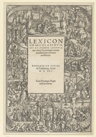 Titelprent met Tabula Cebetis en titel in boekdruk