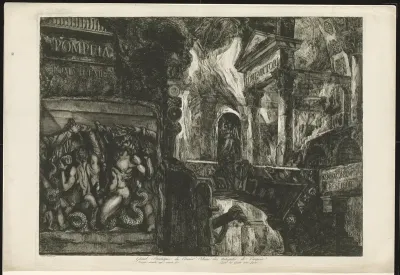 Titelprent met tempel en bouwfragmenten
