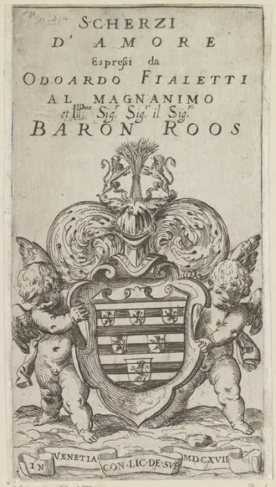 Titelprent met twee putti met een wapenschild