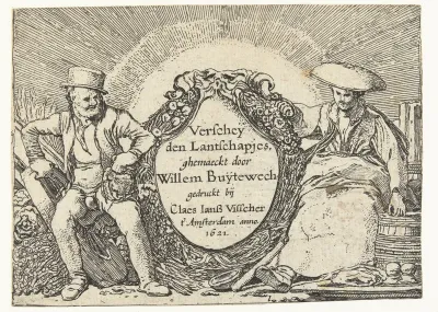 Titelprent met zittende boer en boerin