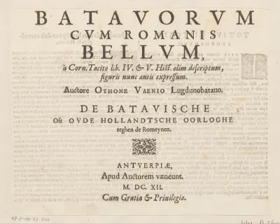 Titelprent van De Oorlog van de Romeinen tegen de Batavieren