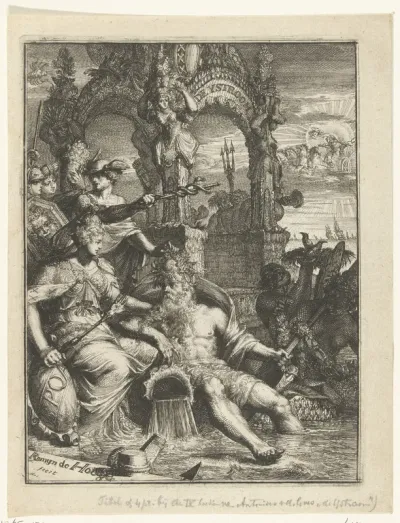 Titelprent van De Ystroom (1671) van Antonides van der Goes