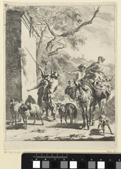 Titelprent van een reeks landschappen met herders