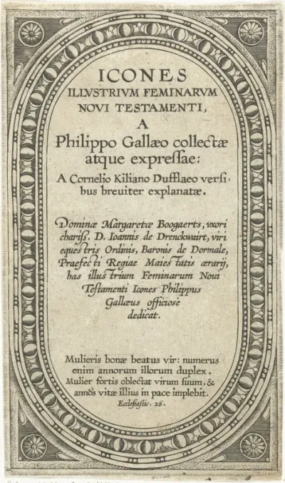 Titelprent van een serie over beroemde vrouwen uit het Nieuwe Testament