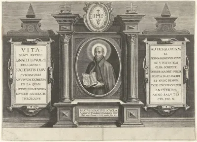 Titelprent van een serie over het leven van Ignatius van Loyola