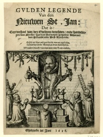 Titelprent van het pamflet uit 1618 getiteld: Gulden Legende Van den Nieuwen St. Jan