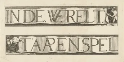 Titelprent van serie: 't Aapenspel in de Werelt