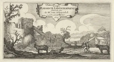 Titelprent van twaalf landschappen met figuren