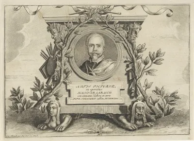 Titelprent voor de serie Artis Pictoriae ex aperibus Hannib: Caraccii con cinnata