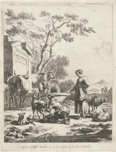 Titelprent voor een reeks pastorale landschappen