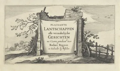 Titelprent voor een serie van landschappen met dorpen rondom Amsterdam