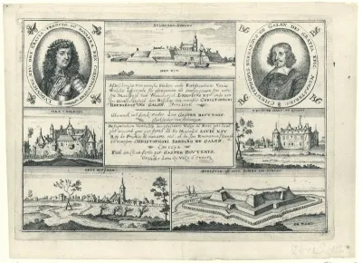 Titelprent voor een serie van twaalf prenten van vestingen veroverd door de Franse en Munsterse troepen, 1672