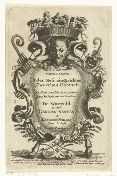 Titelprent voor: Il Calotto resuscitato. oder Neü eingerichtes Zwerchen Cabinet. Amsterdam: 1716.