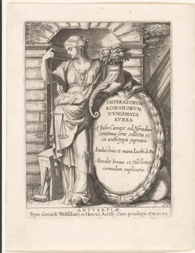 Titelprent voor: Imperatorum Romanorum numismata aurea A Julio Caesare ad Heraclium continua serie collecta et ex archetypis expressa, Antwerpen 1615