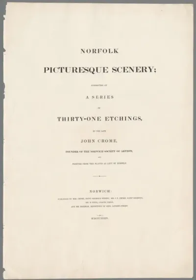 Titelprent voor: John Crome, Norfolk Picturesque Scenery (...), 1834