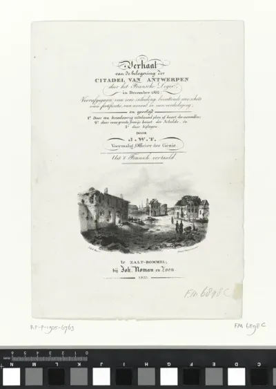 Titelprent voor: Verhaal van de belegering der Citadel van Antwerpen, 1833