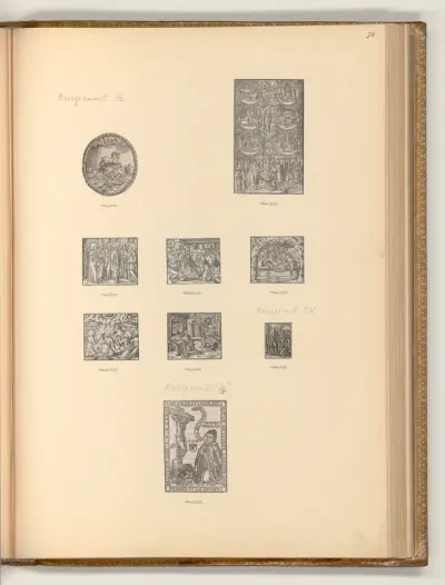 Titelvignette mit Pferd; Die sieben Sakramente; Szenen aus dem Leben Jesu