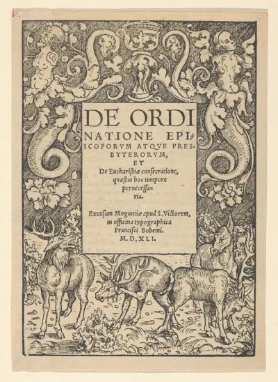 Title-Boarder with Three Stags and a Hind