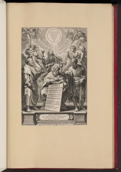 Title Page for Balthasar Cordier's "Opera S. Dionysii Areopagitae, I"