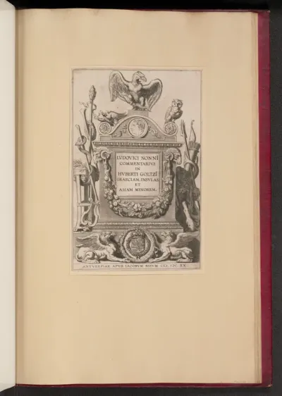 Title Page for Ludovicus Nonnius, Commentarius in Huberti Goltzi Graeciam, Insulas, et Asiam Minorem