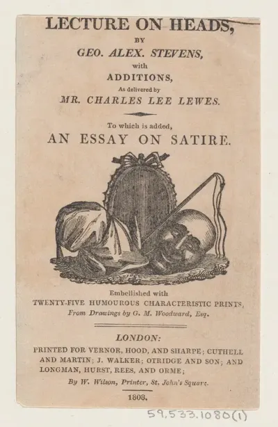 Title page, from "A Lecture on Heads" by George Alexander Stevens