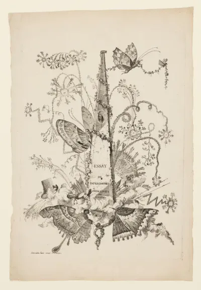 Title page from Essay on Butterflies Masquerading as Humans (Essai de Papilloneries Humaines)