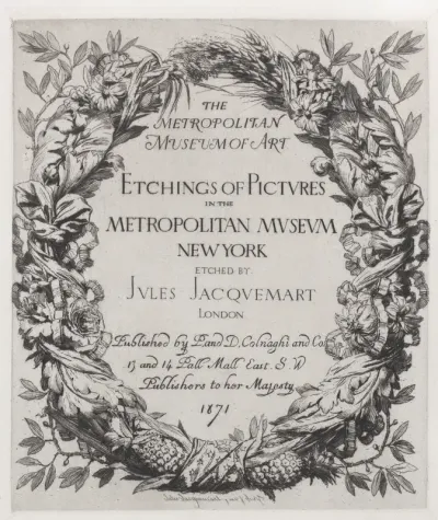 Title page from "Etchings of Pictures in the Metropolitan Museum New York"