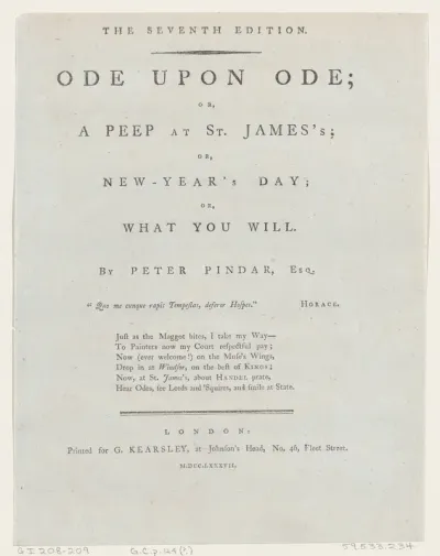 Title Page, from Ode Upon Ode by Peter Pindar