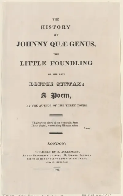 Title page, from "The History of Johnny Quae Genus, The Little Foundling of the Late Doctor Syntax"