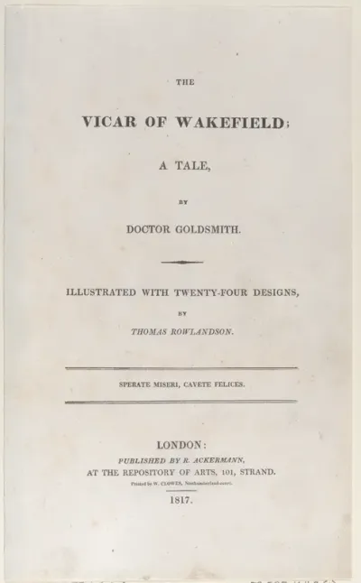 Title page, from "The Vicar of Wakefield"