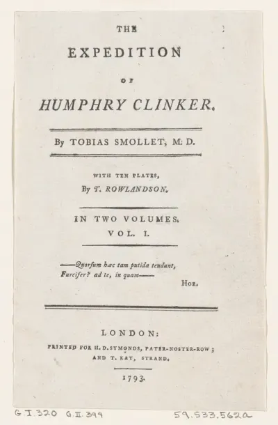 Title Page, from Tobias Smollett's "The Expedition of Humphry Clinker" (London, 1793), Vol. 1