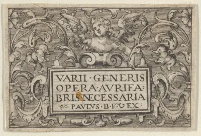 Title Page, from "Varii Generis Opera Aurifabris Necessaria"