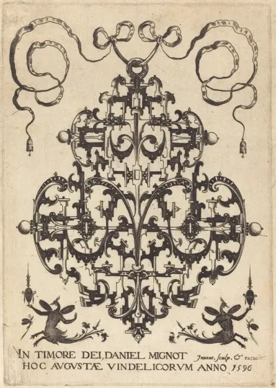 Title Page: Large Pendant, Two Winged Imaginary Figures at Bottom