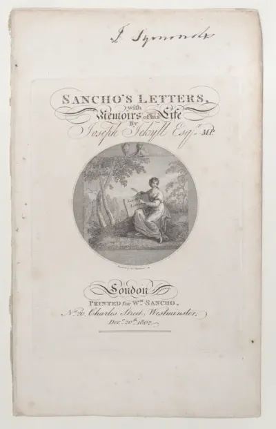 Title Page, "Sancho's Letters, with Memoirs of his Life," by Joseph Jekyll, Esq., M.P.