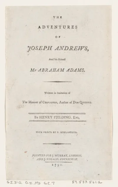 Title Page: "The Adventures of Joseph Andrews, and His Friend Mr. Abraham Adams"