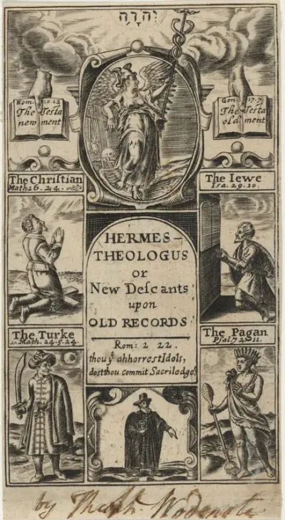 Title Page to Hermes Theologus or New Descants Upon Old Records, Theoph. Woodnote