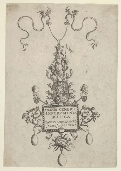 Title Page with Design for a Pendant, from "Omnis Generis Instrumenta Bellica"